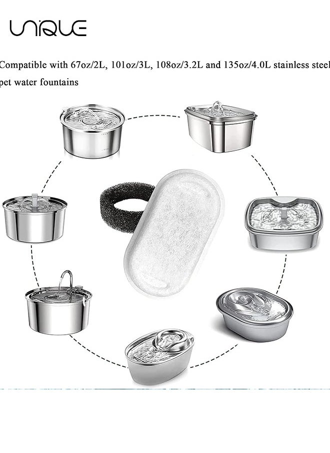 Unique 20 PCS Cat Water Fountain Filter - 10 Pack Cat Fountain Filter Replacement with 10 Sponges - for 108oz/3.2L & 67oz/2L Stainless Steel Pet Water Dispenser  - Image 4