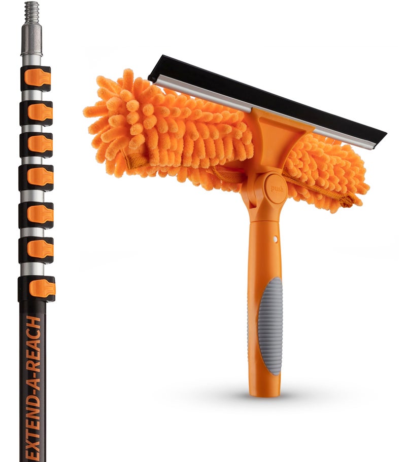 EXTEND-A-REACH 30 ft Window Washing Kit with Extension Pole (36+ Foot Reach) // Window Cleaning Tool & Window Washer Squeegee with Telescopic Extension Pole // Best Indoor Outdoor Window Washing Equipment - Image 1
