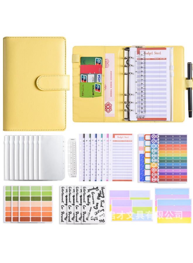 Start A6 Binder Creative Notebook Zipper Bag Macaron Pu Leather Loose-leaf Book Cash Budget Hand Book - Image 1