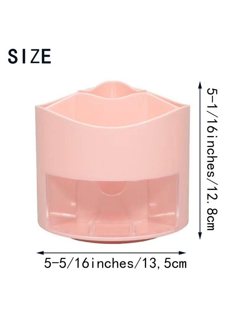 SYOSI SYOSI Pencil Holder, 360 Degree Rotating Pencil Holder with 4 Slots Multifunctional Rotating Pencil Holder Makeup Brush Holder with Drawer for Dressing Table/Home/Office/School (Pink)  - Image 2