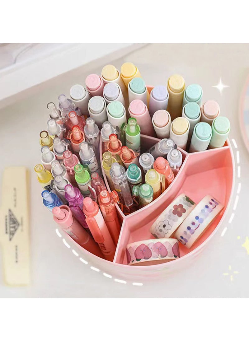 SYOSI SYOSI Pencil Holder, 360 Degree Rotating Pencil Holder with 4 Slots Multifunctional Rotating Pencil Holder Makeup Brush Holder with Drawer for Dressing Table/Home/Office/School (Pink)  - Image 5