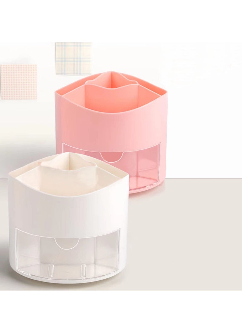 SYOSI SYOSI Pencil Holder, 360 Degree Rotating Pencil Holder with 4 Slots Multifunctional Rotating Pencil Holder Makeup Brush Holder with Drawer for Dressing Table/Home/Office/School (Pink)  - Image 3