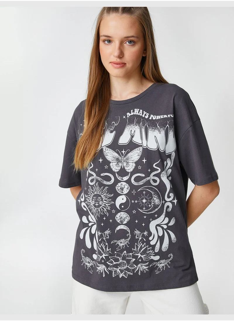 كوتون Short Sleeve Crew Neck Printed T-Shirt