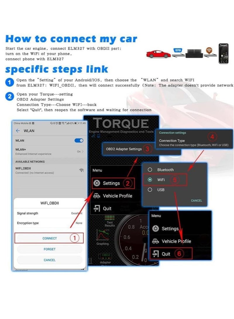 WiFi OBD2 Scanner – Instant Car Fault Detection & Diagnostic Tool, Compatible with iOS, Android & Windows" - Image 3