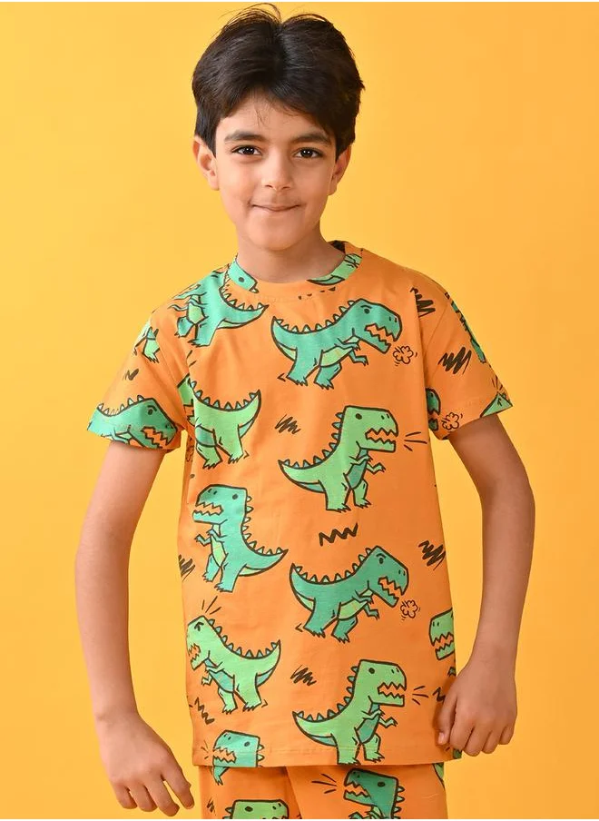 Anthrilo Dinosaur Print T-Shirt & Pyjama Set by Styli