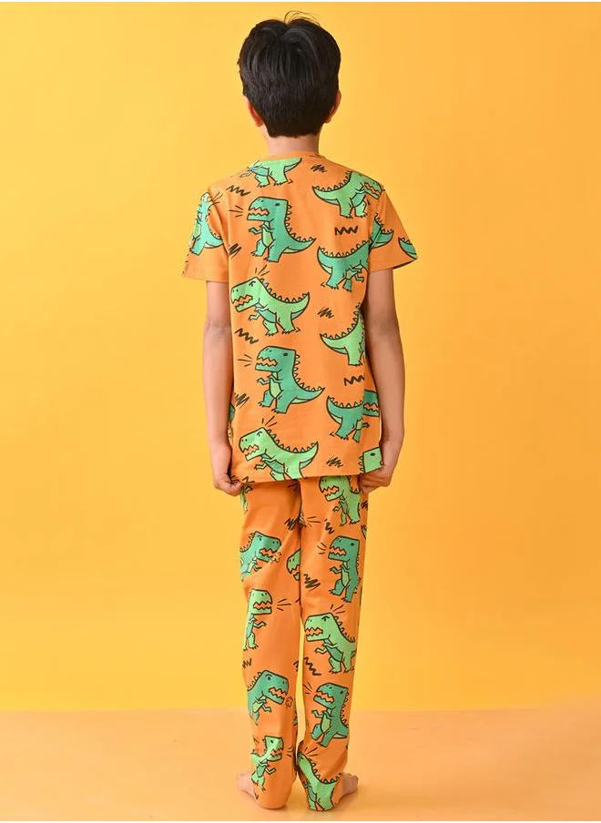 Anthrilo Dinosaur Print T-Shirt & Pyjama Set by Styli