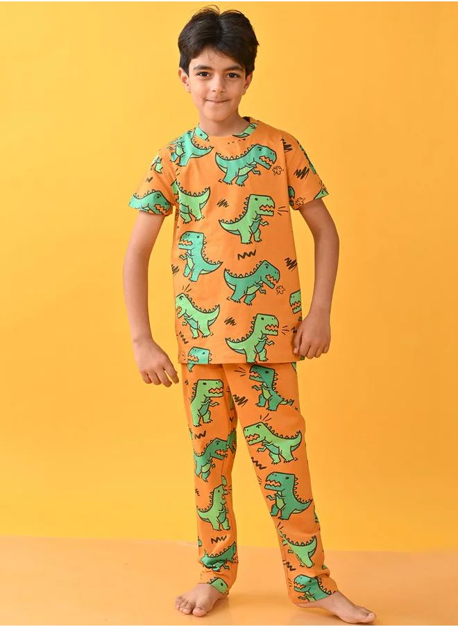 Anthrilo Dinosaur Print T-Shirt & Pyjama Set