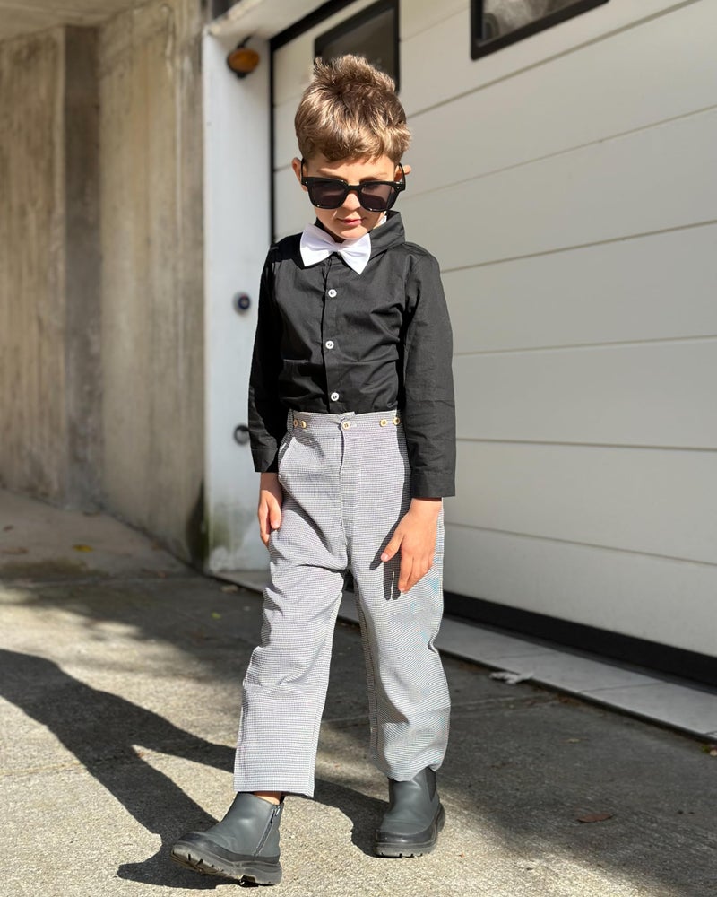 Volunboy Boys Clothes Set Toddler Wedding Gentlemen Formal Suits Long Sleeve Bow Tie Shirts Suspenders Pants Outfits (Black, 18-24 Months) - Image 3