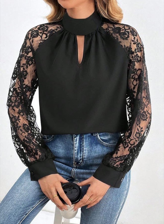 trendyol Black Lace Sleeve Detail Blouse - Image 2