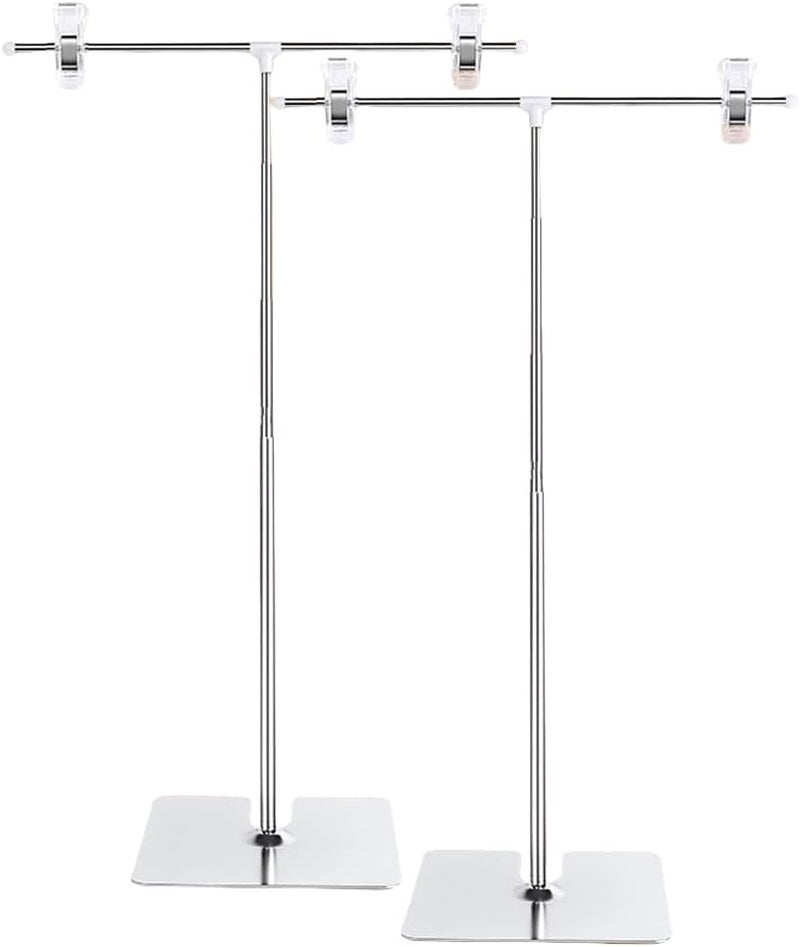 Eckek 2 Pcs T-Sign Adjustable Metal Banner Holder Table Top Banner Stand Store Counter Display Poster Stand Advertising Display Sign Holder - Image 2