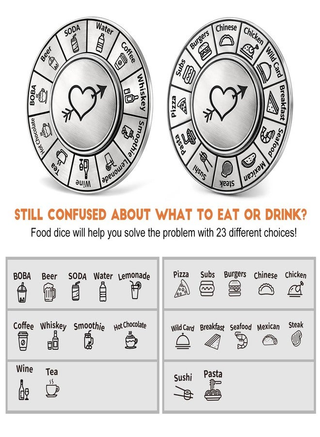 Jettryran Fidget Spinner Food Decision Date Night Dice for Mom Daughter Wife Anniversary Birthday Wedding Metal Fidget Spinners for Him Her Spinner Food Dice Spinner Decision Maker Adults - Image 4