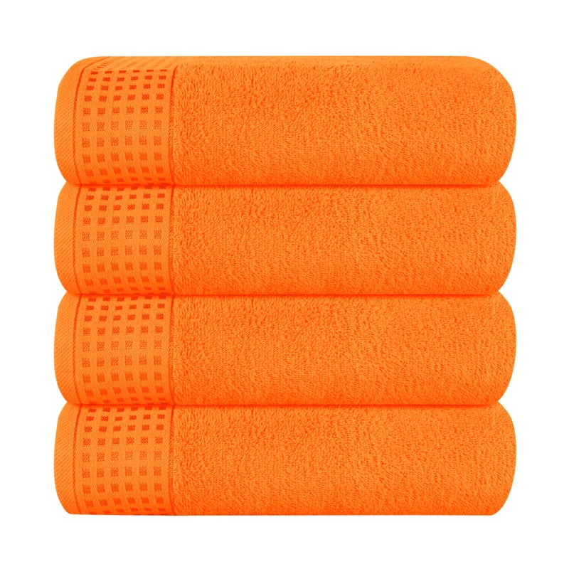 GLAMBURG Ultra Soft 4 Pack Oversized Bath Towel Set 27x54 inches  100% Cotton Bath Towels  Highly Absorbant Compact Quickdry & Lightweight Towel  Ideal for Gym Travel Camp Pool - Orange - Image 1