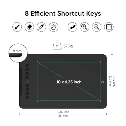 XP-PEN XPPen Updated Deco 01 V3 Drawing Tablet, 16384 Pressure Sensitivity, 8 Custom Shortcuts, 220 Report Rate for OSU Drawing Pad, Remote Teaching & Animation, Compatible with Android, Windows, macOS - Image 3