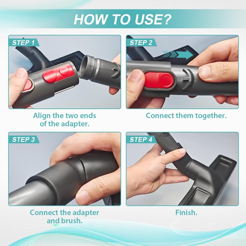KEEPOW V7 V8 V10 V11 Hardwood Floor Attachment Tool FlatOut Head & Converter Adapter Compatible with Dyson Cordless Stick Vacuum Cleaners - Image 3