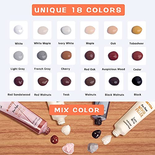 A-HEYIDA Wood Furniture Repair Kit - 18 Colors Wood Filler Hardwood Laminate Vinyl Floor Repair Kit Wood Putty Cabinet Touch Up Kit - Cover Scratches, Stains, Holes for Table, Door, Veneer, Cherry, Walnut - Image 3