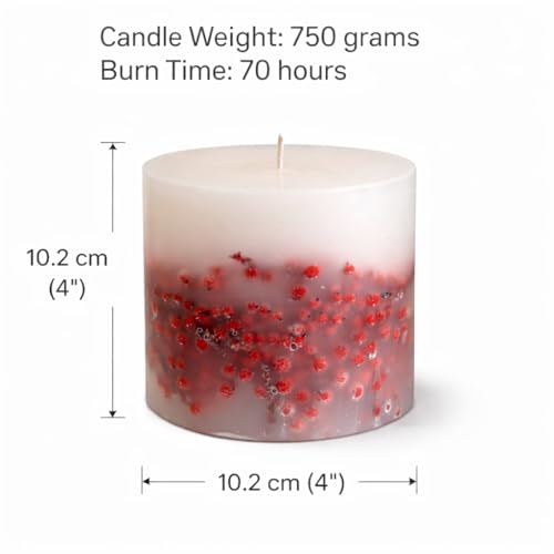Goyoham | Berry Blush Botanical Candle, 70 Hour Burn Time | Large - 4 x 4 Inch, 750g | Handcrafted with Natural Botanicals, Lead-Free Wick | Home Decor & Gifting - Image 3