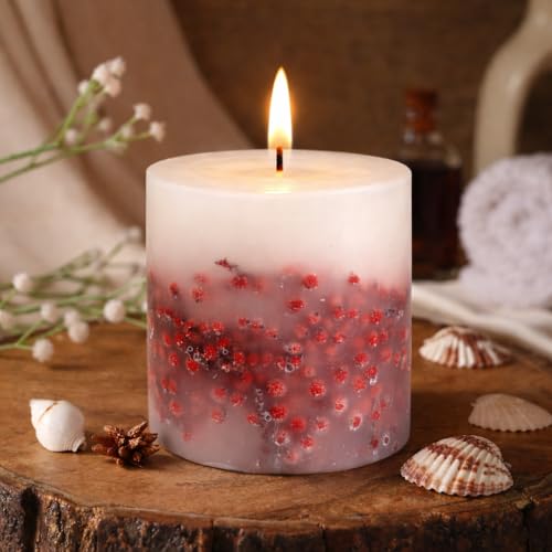 Goyoham | Berry Blush Botanical Candle, 70 Hour Burn Time | Large - 4 x 4 Inch, 750g | Handcrafted with Natural Botanicals, Lead-Free Wick | Home Decor & Gifting - Image 1