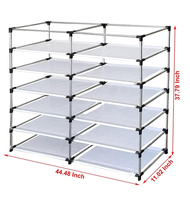 Whitecloud TRANSFORMING HOMES Whitecloud TRANSFORMING HOMES Collapsible Portable Foldable Wardrobe Storage Shelves Organizer for Clothes Racks Fabric Almirah Non Rustable Iron 12 Layer Brown Storage Unit  - Image 4