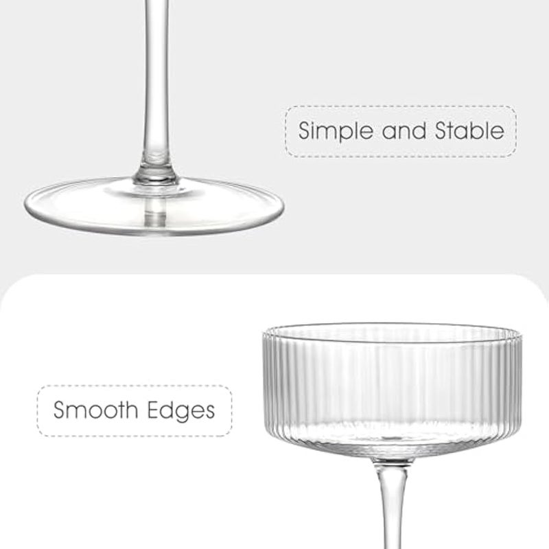 عربست طقم اكواب كوبيه من فينفين ويفز من 4 قطع، اكواب كوكتيل كلاسيكية 10 اونصة، اكواب مارتيني مضلعة لاسبريسو مارتيني وذهبي فاتح وعالمي ومانهاتن وحفلات الكوكتيل - Image 5