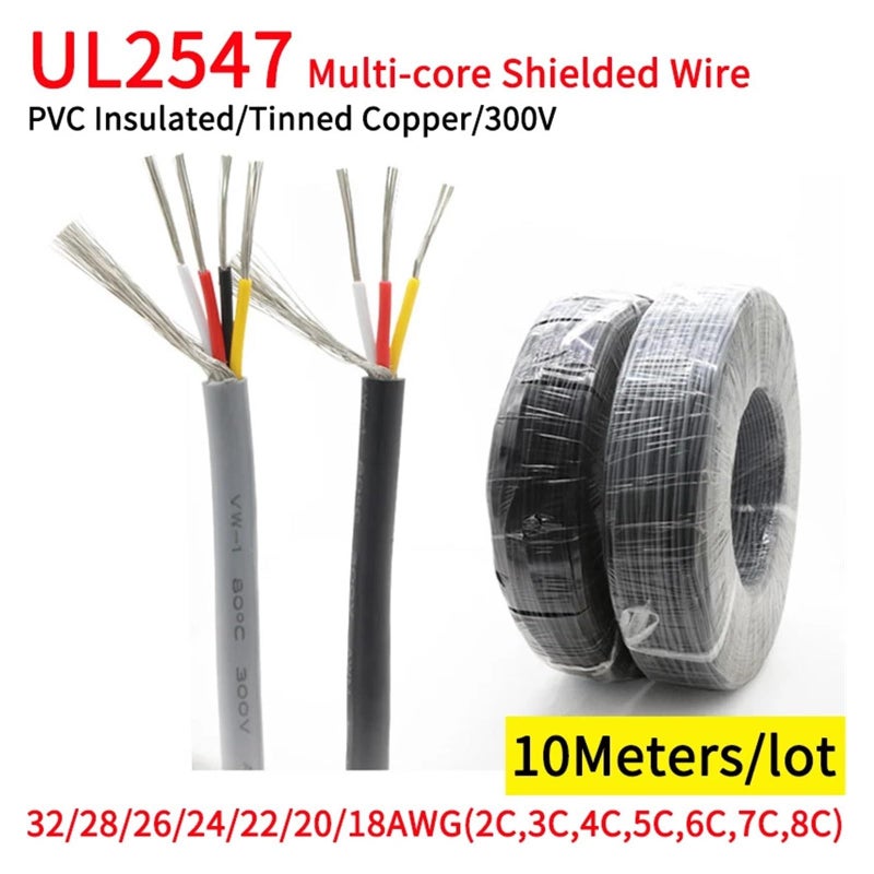 UL2547 Shielded Copper Audio Headphone Control Cable 26 AWG 10 Meters 5 Cores Black - Image 3
