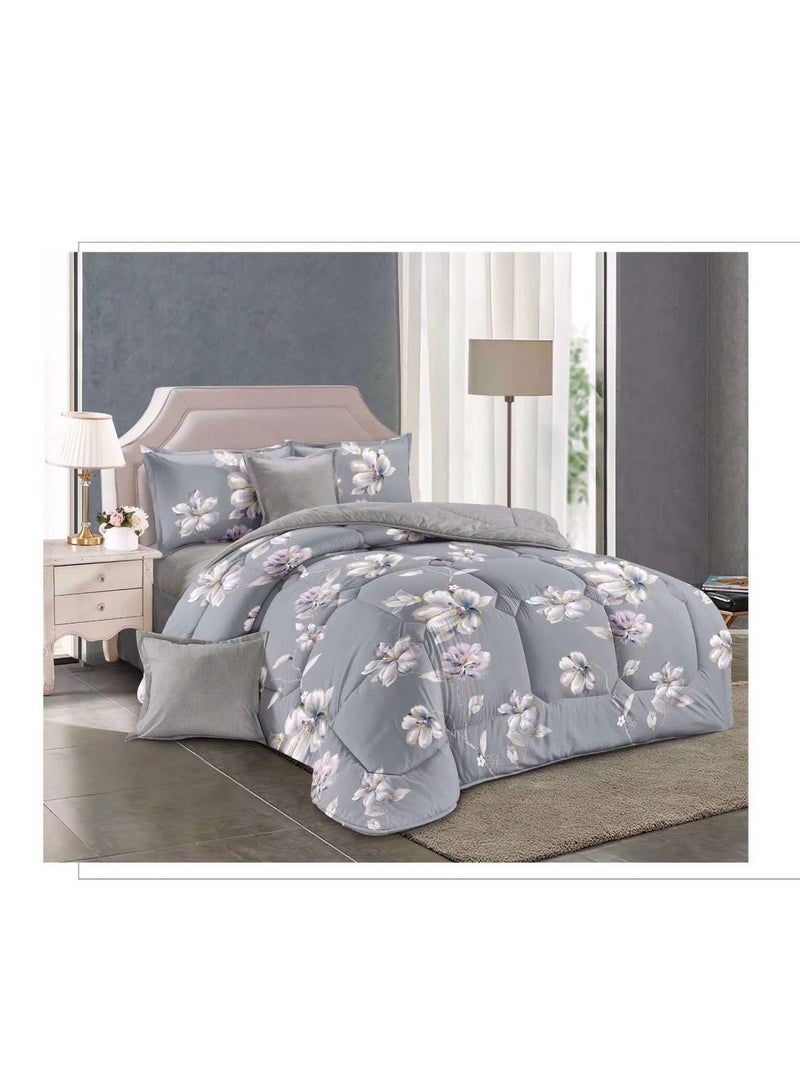 طقم غطاء لحاف مزخرف بالألوان المتعددة من الزهور 100% قطن 200 خيط مزدوج حجم سرير كينغ سوبر كينغ