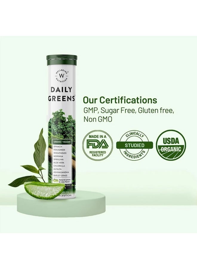 WELLBEING NUTRITION Daily Greens (15 Effervescent Tablets) | Wholefood Multivitamins with Vitamin C, Zinc, B6 for Immunity & Detox with Organic Certified Plant Superfoods & Antioxidants - Pack of 1 - Image 4