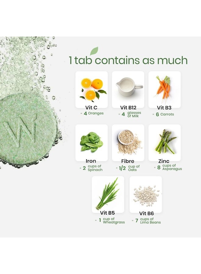 WELLBEING NUTRITION Daily Greens (15 Effervescent Tablets) | Wholefood Multivitamins with Vitamin C, Zinc, B6 for Immunity & Detox with Organic Certified Plant Superfoods & Antioxidants - Pack of 1 - Image 3
