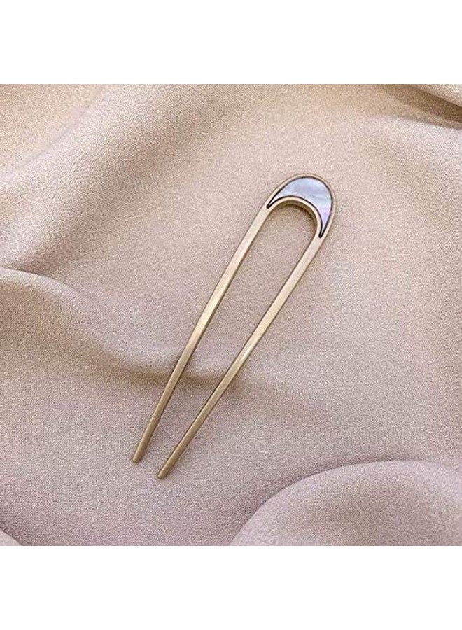 Aeyistry Aeyistry 2 PCS Simple hair Sticks Vintage Metal Hair Pins Moon Elegant Hair Chopsticks U-shaped Headdress Hair Styling Accessories for Woman and Girls  - Image 3