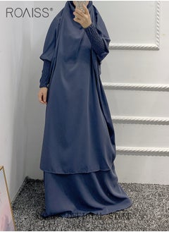 roaiss 2-Piece Ladies Abaya Style Crew Neck Batwing Sleeve Solid Dress Ladies Ethnic Traditional Wear for Ladies Ramadan Eid al-Adha  - Image 2