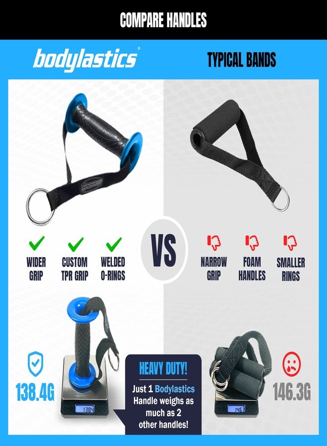 Bodylastics Resistance Band Set, 6 Resistance Bands for Working Out, Exercise Bands with Handles & Gym Ankle Straps, Stackable Workout Bands, Up to 142 lbs, Patented Clips & Snap Reduction Tech - Image 3