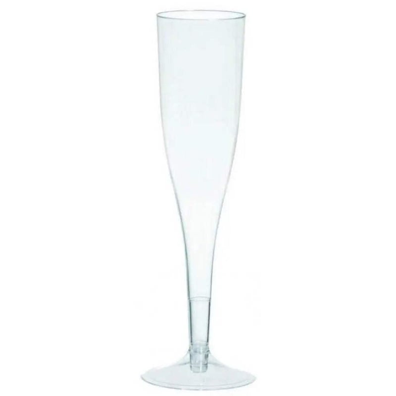 Amscan Elegant Plastic Clear Champagne Flutes - 5.5 oz. (Pack of 20) - Perfect for Weddings, Events and Celebrations