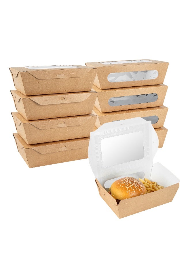 Restaurantware صناديق الطعام كافيه فيجن بسعة 57 أونصة، 200 صندوق هدايا مقاوم للدهون للمعجنات - غطاء قشري مدمج، نافذتان، صناديق براوني من ورق الكرافت، للوجبات والحلويات - Image 2