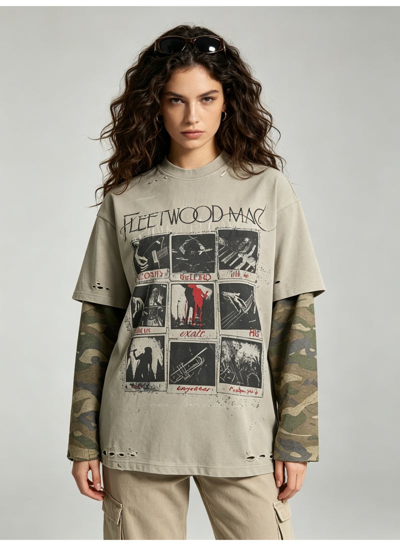 زارا ZARA printed fake two-piece long-sleeved T-shirt - Image 5