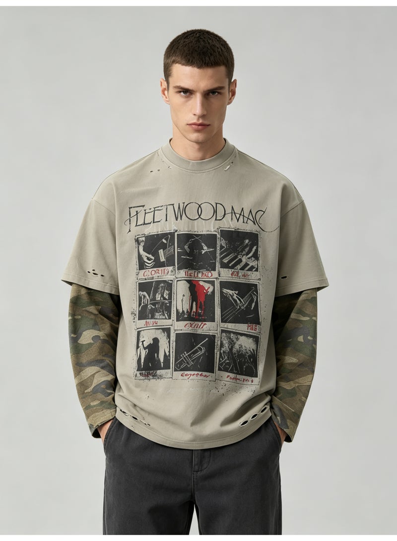 زارا ZARA printed fake two-piece long-sleeved T-shirt - Image 4