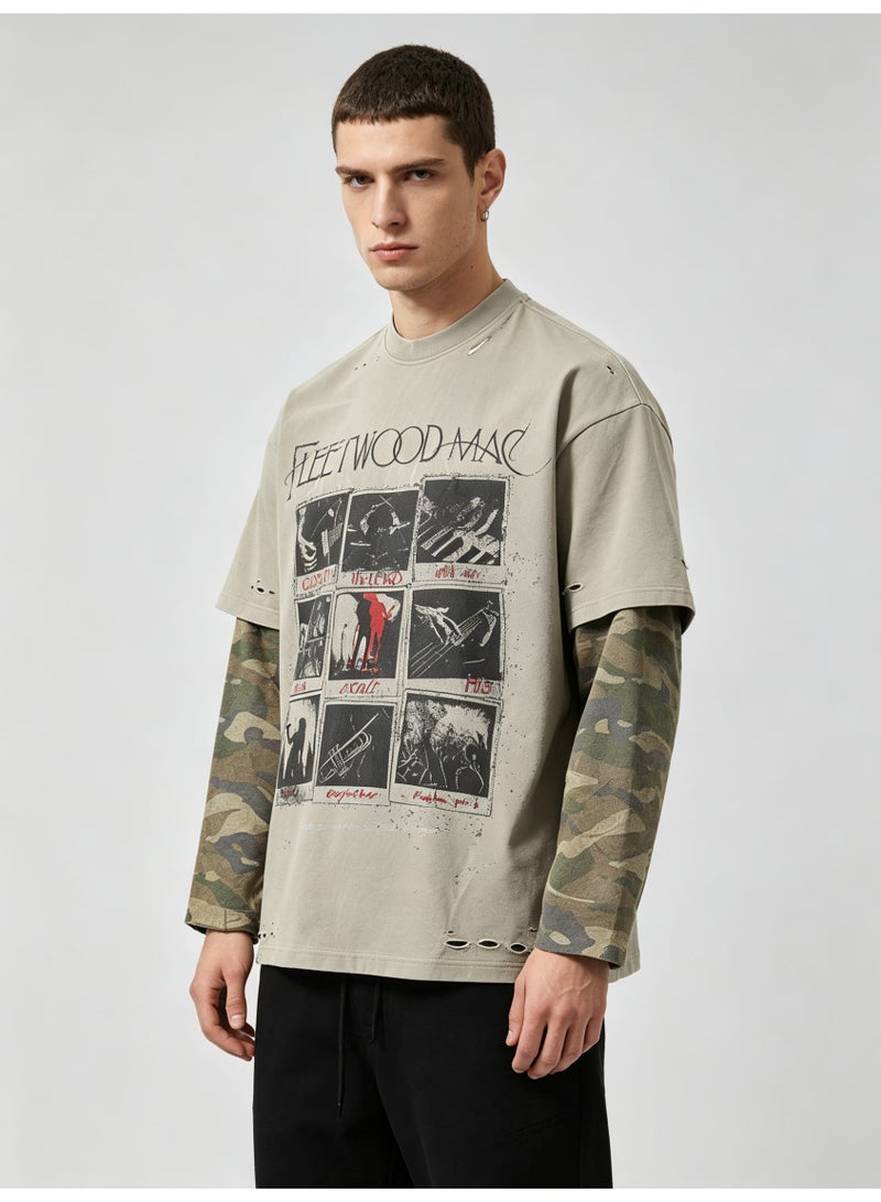 زارا ZARA printed fake two-piece long-sleeved T-shirt - Image 3