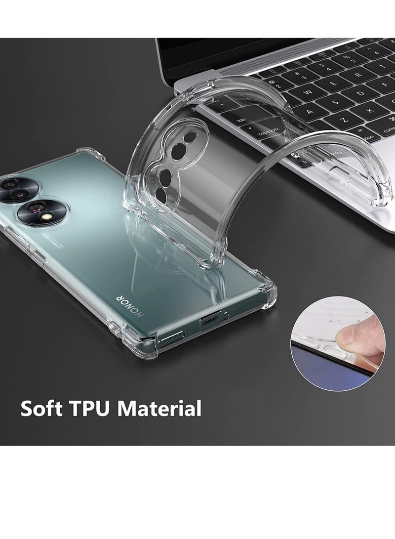 إيف Honor 70 Clear Case Case Frackproof Silicone Cover Cover Woved Wratparent Anti Vratch TPU Comple - Image 2