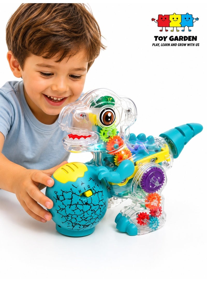 TOY GARDEN Transparent Gear Dinosaur Robot Toy - Electronic dinosaur toy with visible gears, combining robotics and dinosaur action for interactive STEM learning. Durable and colorful, perfect for developing cognitive skills in kids - Image 2
