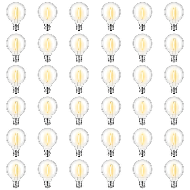 GvvooHome 36 Pack G40 LED Replacement Bulbs Shatterproof 1 Watt E12 LED Bulb for Outdoor Patio Garden Vintage String Lights 2200K Warm White Dimmable - Image 2