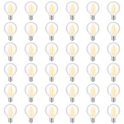 GvvooHome 36 Pack G40 LED Replacement Bulbs Shatterproof 1 Watt E12 LED Bulb for Outdoor Patio Garden Vintage String Lights 2200K Warm White Dimmable - Image 1