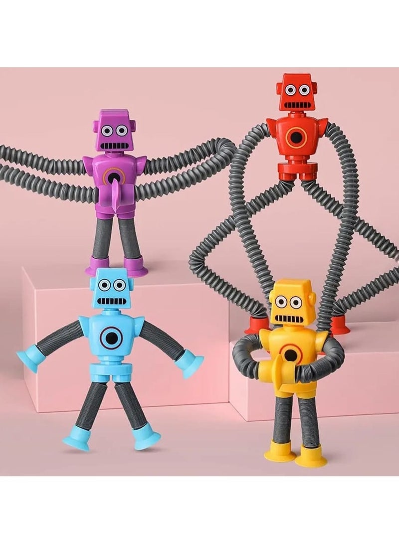 مجموعة أنابيب بوب روبوتية – 4 قطع – ألعاب روبوت تلسكوبية بكؤوس شفط – أنابيب حسية وفيدجت للأطفال الصغار – ألعاب تعليمية STEM للأطفال – مثالية كهدية عيد ميلاد أو تذكارات حفلات - Image 1