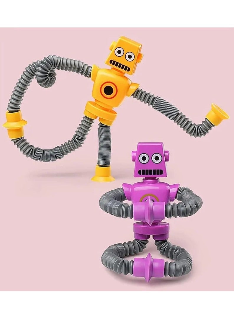 مجموعة أنابيب بوب روبوتية – 4 قطع – ألعاب روبوت تلسكوبية بكؤوس شفط – أنابيب حسية وفيدجت للأطفال الصغار – ألعاب تعليمية STEM للأطفال – مثالية كهدية عيد ميلاد أو تذكارات حفلات - Image 4