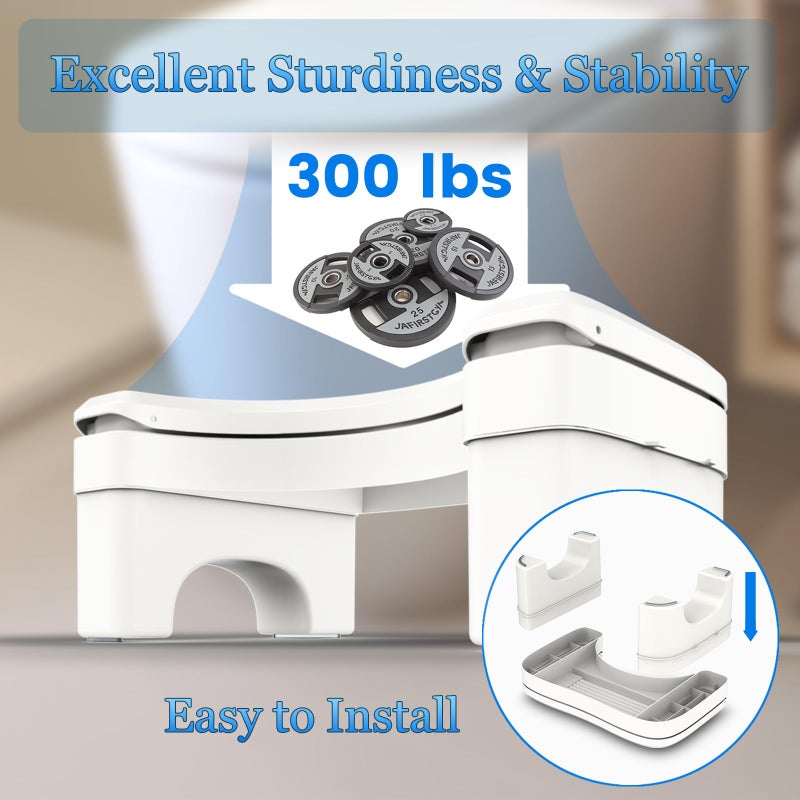 Vatex Toilet Stool Squat Adult, Height Adjustable Poop Stool for Bathroom with Storage Box, Portable Non-Slip Potty Step Stool for Adults, Improve Squatting Posture - Bowel Health & Relieves Constipation - Image 5