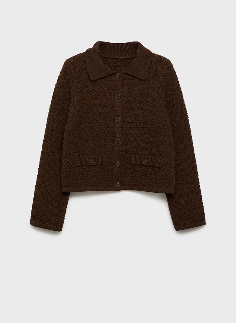 MANGO - Polo Collar Knitted Jacket - Image 1