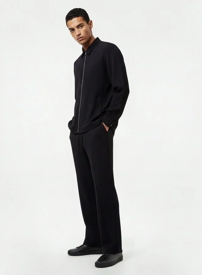 Iconic  Iconic Men Regular Fit Collared Long Sleeves Crinkle Textured Shirt for Men | Best Price UAE