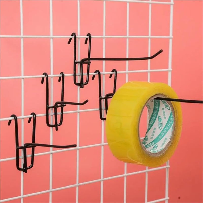 خطافات لوح التثبيت الأسود 5 سم 20 قطعة خطافات معدنية مقاومة للاهتراء قابلة للإزالة لتعليق التخزين على الألواح الشبكية - Image 5