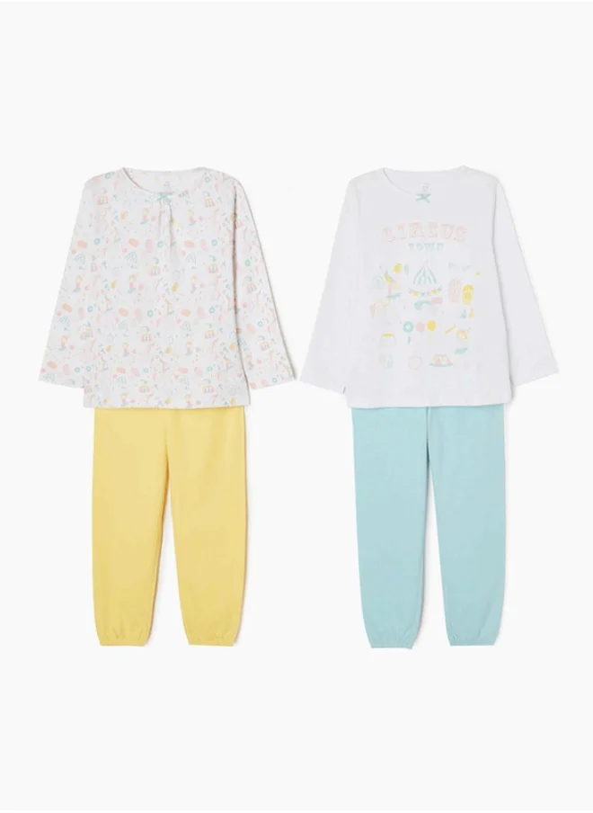 Zippy Velour Cotton  Pyjamas for Girls 'Monsters', White/Pink