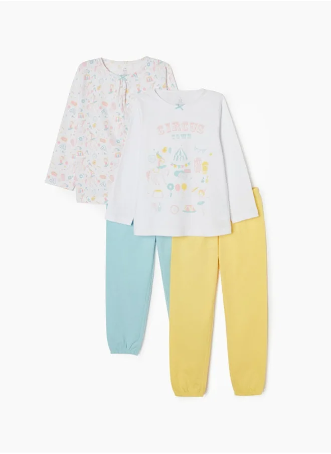 Zippy Velour Cotton  Pyjamas for Girls 'Monsters', White/Pink