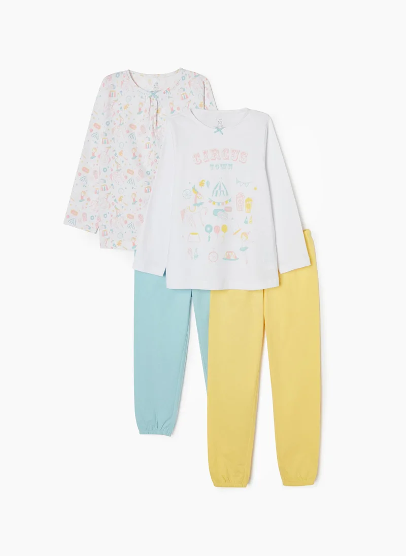 Zippy Velour Cotton  Pyjamas for Girls 'Monsters', White/Pink