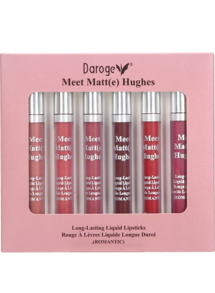 daroge 6 Pieces Matte Liquid Lipstick Set Waterproof Sweatproof And Long Lasting Best Gift Set For Women - Image 2