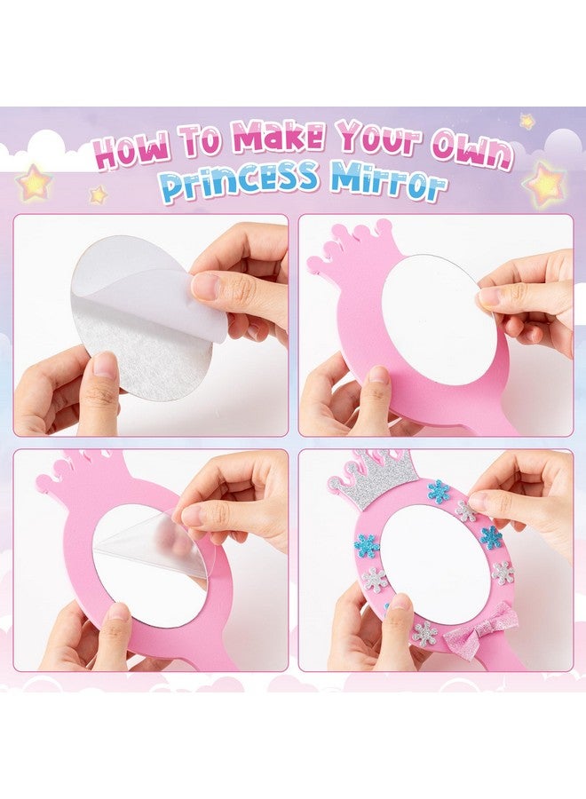 BeYumi Princess Foam Mirror Craft - 18 Pack Diy Princess Foam Mirror Craft Kits For Kids Decorate Your Own Princess Mirror Unbreakable Kids Mirror For Girls Princess Party Decoration Birthday Supplies - Image 1